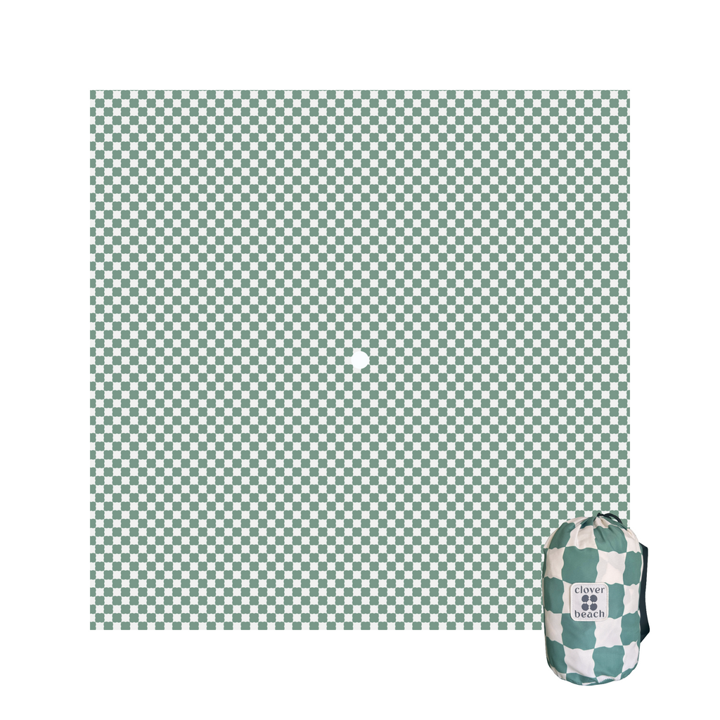 Signature Check |  2.75m XL Beach Blanket | Sand-Free | 100% Recycled Fabric | Cabana Fit